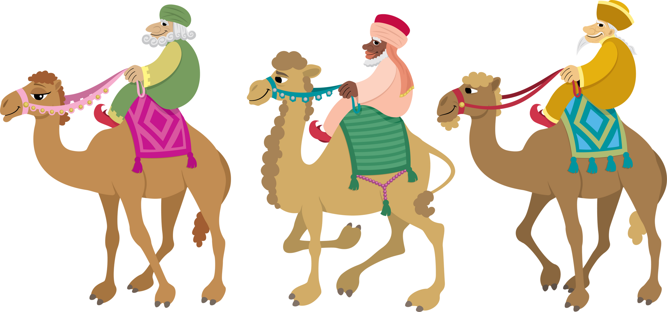 Three Wise Men Riding in Camels